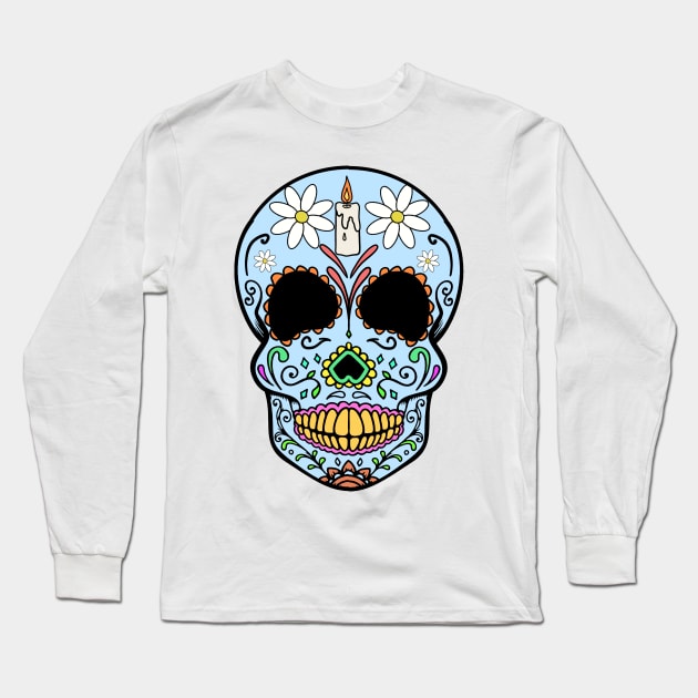 Mexican Skull Dia de los muertos Day of the dead Long Sleeve T-Shirt by Mesyo